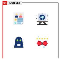 Universal Icon Symbols Group of 4 Modern Flat Icons of data angry report panting halloween Editable Vector Design Elements