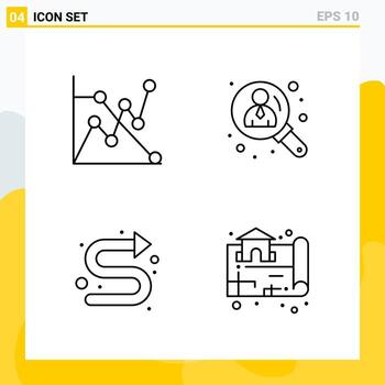 Collection of 4 Universal Line Icons Icon Set for Web and Mobile vector