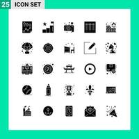 Set of 25 Vector Solid Glyphs on Grid for protection database positions scan barcode Editable Vector Design Elements