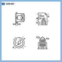 Stock Vector Icon Pack of 4 Line Signs and Symbols for business leaf market business paper circle Editable Vector Design Elements