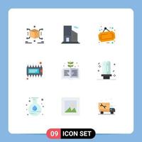 Set of 9 Modern UI Icons Symbols Signs for knowledge book board ic device Editable Vector Design Elements