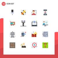 Stock Vector Icon Pack of 16 Line Signs and Symbols for computer power microphone computer security Editable Pack of Creative Vector Design Elements