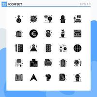 Group of 25 Solid Glyphs Signs and Symbols for sofa home creativity dresser home Editable Vector Design Elements