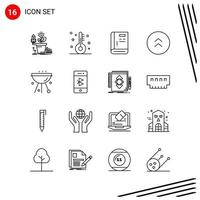 Collection of 16 Vector Icons in Line style Pixle Perfect Outline Symbols for Web and Mobile Line Icon Signs on White Background 16 Icons