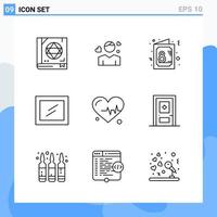 iconos de estilo moderno de 9 líneas delinean símbolos para uso general signo de icono de línea creativa aislado sobre fondo blanco paquete de 9 iconos vector