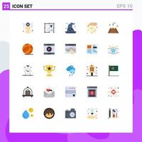 Pictogram Set of 25 Simple Flat Colors of interface flag magic mountain money Editable Vector Design Elements