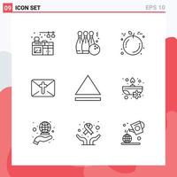 Universal Icon Symbols Group of 9 Modern Outlines of candle eject fruit easter mail Editable Vector Design Elements