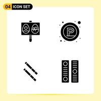 4 Creative Icons for Modern website design and responsive mobile apps 4 Glyph Symbols Signs on White Background 4 Icon Pack vector