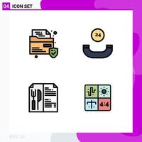 Modern Set of 4 Filledline Flat Colors Pictograph of file audio all time food development Editable Vector Design Elements