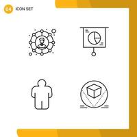 Pictogram Set of 4 Simple Filledline Flat Colors of connections man share marketing user Editable Vector Design Elements