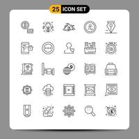 Paquete de 25 líneas de interfaz de usuario de signos y símbolos modernos de elementos de diseño de vectores editables ancla finanzas colina moneda negocio