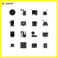 Universal Icon Symbols Group of 16 Modern Solid Glyphs of mail dialog computers bulk business Editable Vector Design Elements