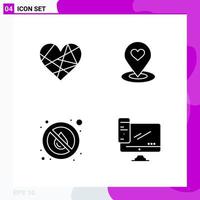 Solid Icon set Pack of 4 Glyph Icons isolated on White Background for Web Print and Mobile vector