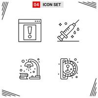 4 Icons Line Style Grid Based Creative Outline Symbols for Website Design Simple Line Icon Signs Isolated on White Background 4 Icon Set vector