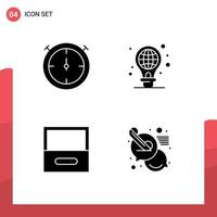 Group of 4 Solid Glyphs Signs and Symbols for stopwatch call green archive message Editable Vector Design Elements