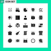 Set of 25 Commercial Solid Glyphs pack for engine pack play record search Editable Vector Design Elements