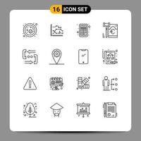 16 User Interface Outline Pack of modern Signs and Symbols of law euro graph gdpr math Editable Vector Design Elements