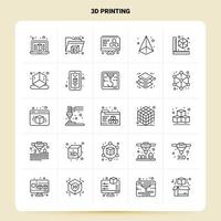 OutLine 25 3d Printing Icon set Vector Line Style Design Black Icons Set Linear pictogram pack Web and Mobile Business ideas design Vector Illustration