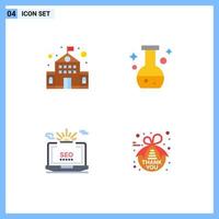 4 Thematic Vector Flat Icons and Editable Symbols of building setting tube test web Editable Vector Design Elements