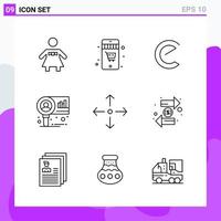 Set of 9 icons in Line style Creative Outline Symbols for Website Design and Mobile Apps Simple Line Icon Sign Isolated on White Background 9 Icons vector