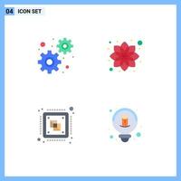 Set of 4 Modern UI Icons Symbols Signs for development computer beauty relax processor Editable Vector Design Elements
