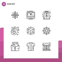 Outline Pack of 9 Universal Symbols of play danger premium bomb diamond Editable Vector Design Elements