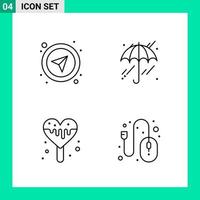 Pack of 4 Line Style Icon Set Outline Symbols for print Creative Signs Isolated on White Background 4 Icon Set vector