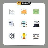 paquete de iconos de vector de stock de 9 signos y símbolos de línea para el artículo escribir elementos de diseño de vector editables de paso de blog de comida