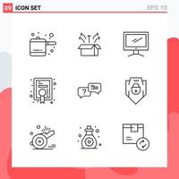 Collection of 9 Vector Icons in Line style Modern Outline Symbols for Web and Mobile Line Icon Sign Isolated on White Background 9 Icons