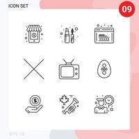 grupo de 9 esboza signos y símbolos para el desarrollo de televisión de aves elementos de diseño de vectores editables cercanos