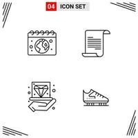 4 Icons Line Style Grid Based Creative Outline Symbols for Website Design Simple Line Icon Signs Isolated on White Background 4 Icon Set vector