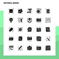 25 conjunto de iconos de diseño editorial plantilla de ilustración de vector de icono de glifo sólido para ideas web y móviles para empresa comercial