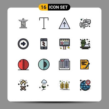 Flat Color Filled Line Pack of 16 Universal Symbols of right user growth button office Editable Creative Vector Design Elements