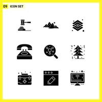 9 Icon Set Simple Solid Symbols Glyph Sign on White Background for Website Design Mobile Applications and Print Media vector