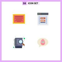 Pack of 4 Modern Flat Icons Signs and Symbols for Web Print Media such as education development fraudulent password seo Editable Vector Design Elements
