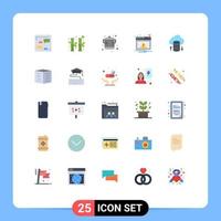 Flat Color Pack of 25 Universal Symbols of hosting network cloud hosting cooking warning alert Editable Vector Design Elements