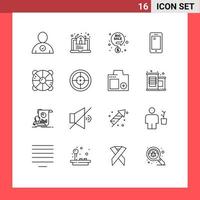 Set of 16 Commercial Outlines pack for lifebuoy samsung discount huawei smart phone Editable Vector Design Elements