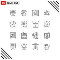 16 Universal Outlines Set for Web and Mobile Applications interface customer document warning alert Editable Vector Design Elements