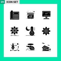 Pack of 9 Solid Style Icon Set Glyph Symbols for print Creative Signs Isolated on White Background 9 Icon Set vector