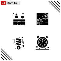 Pixle Perfect Set of 4 Solid Icons Glyph Icon Set for Webite Designing and Mobile Applications Interface vector