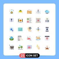 conjunto de 25 iconos modernos de la interfaz de usuario signos de símbolos para el documento empresarial del empresario cohete carpeta médica elementos de diseño vectorial editables vector