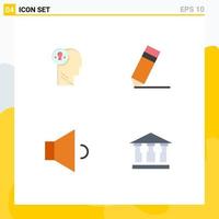 Modern Set of 4 Flat Icons Pictograph of business sound mind design volume Editable Vector Design Elements