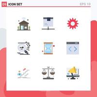 User Interface Pack of 9 Basic Flat Colors of security research product search setting Editable Vector Design Elements