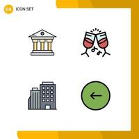 User Interface Pack of 4 Basic Filledline Flat Colors of bank home service music back Editable Vector Design Elements