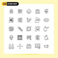 Group of 25 Lines Signs and Symbols for education health carbone dioxide hospital cloning Editable Vector Design Elements