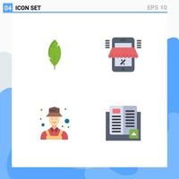 Pack of 4 Modern Flat Icons Signs and Symbols for Web Print Media such as feather detective mobile marketplace detect Editable Vector Design Elements