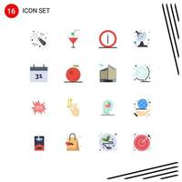 16 iconos creativos, signos y símbolos modernos del calendario de eventos, preguntas frecuentes, antena espacial, paquete editable de elementos creativos de diseño de vectores. vector