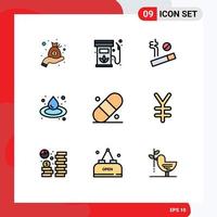 Set of 9 Modern UI Icons Symbols Signs for plaster medical renewable sauna oil Editable Vector Design Elements