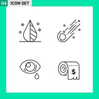 paquete de 4 iconos de estilo de línea establece símbolos de esquema para imprimir signos creativos aislados en fondo blanco 4 conjunto de iconos vector