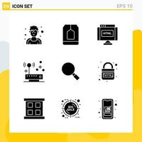 Collection of 9 Universal Solid Icons Icon Set for Web and Mobile vector